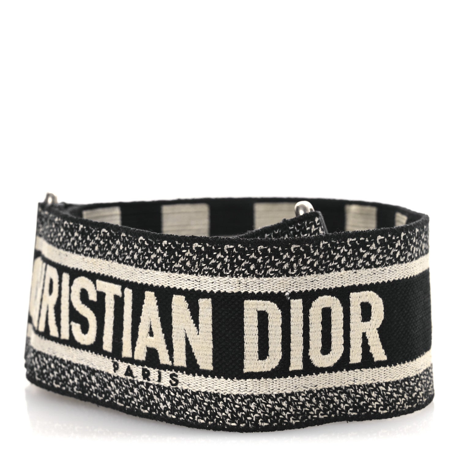 Christian Dior Canvas Embroidered Shoulder Strap Black 2 of 5