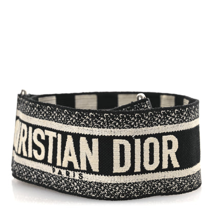 Christian Dior Canvas Embroidered Shoulder Strap Black 2 of 5