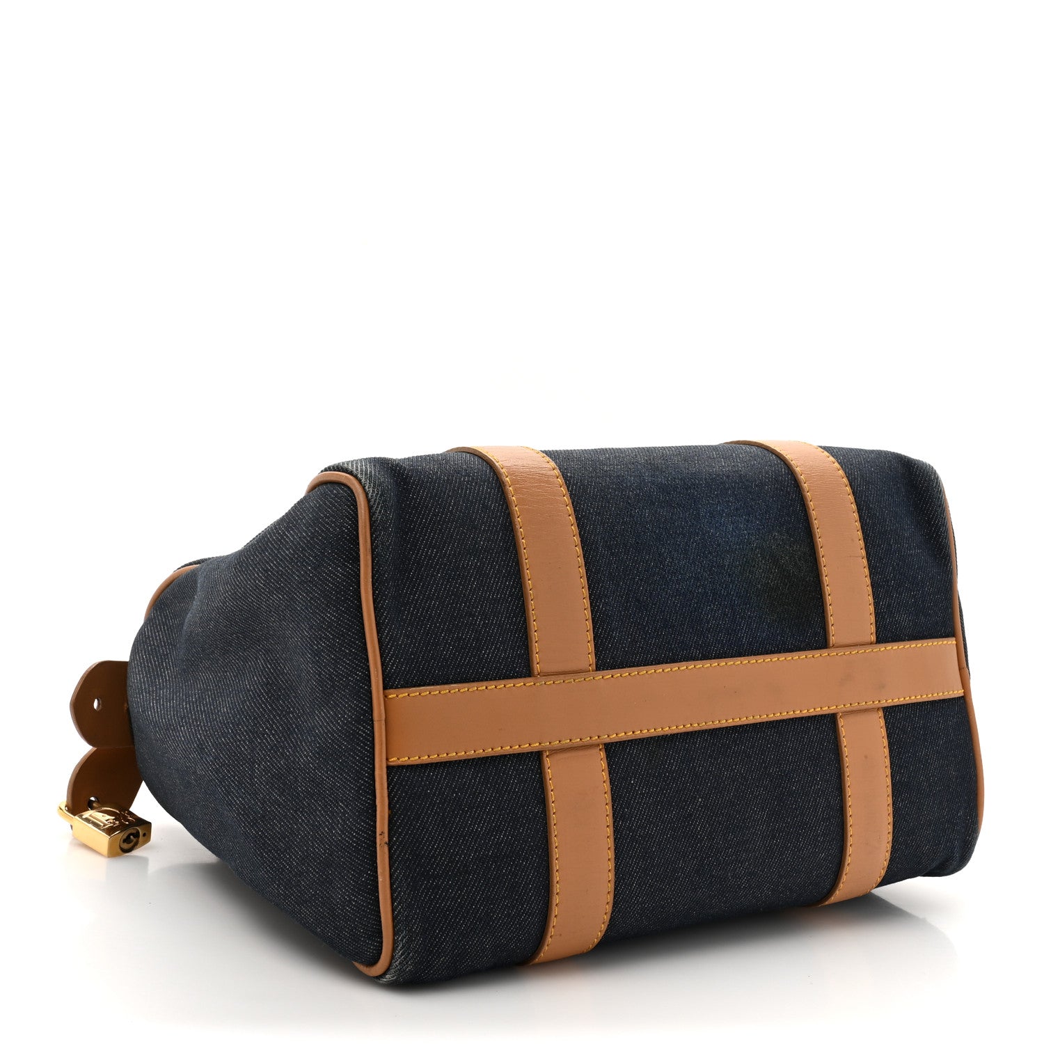 Christian Dior Denim Calfskin Boston Bag Blue 4 of 13