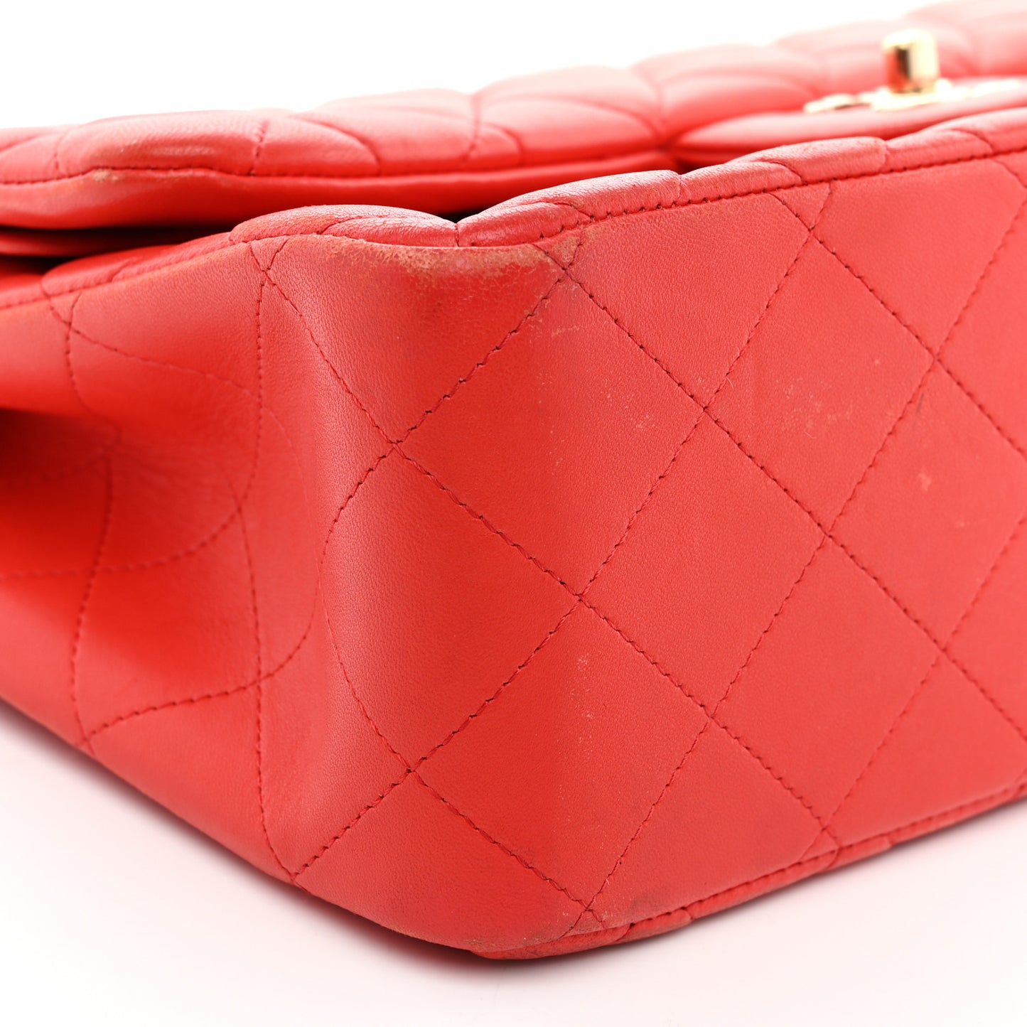 Lambskin Quilted Jumbo Double Flap Red