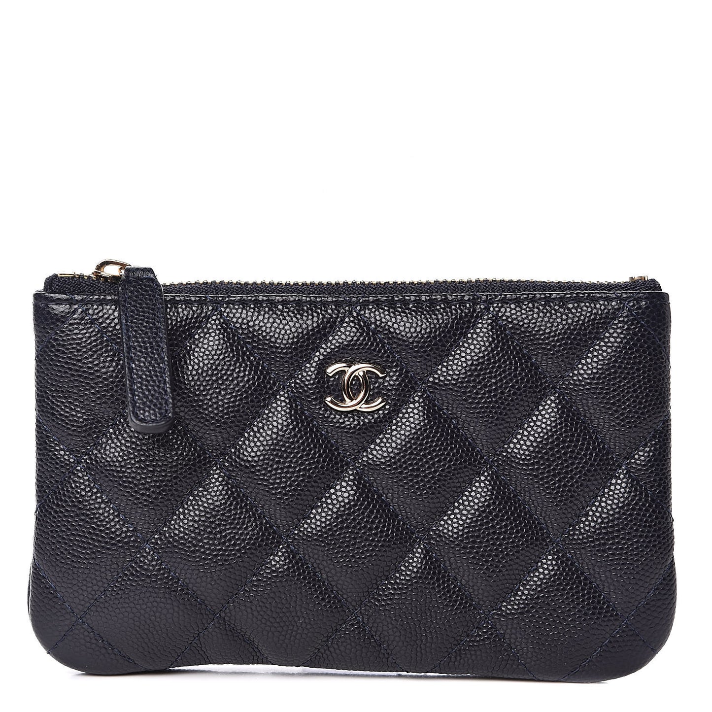 Caviar Quilted Small Cosmetic Case Blue