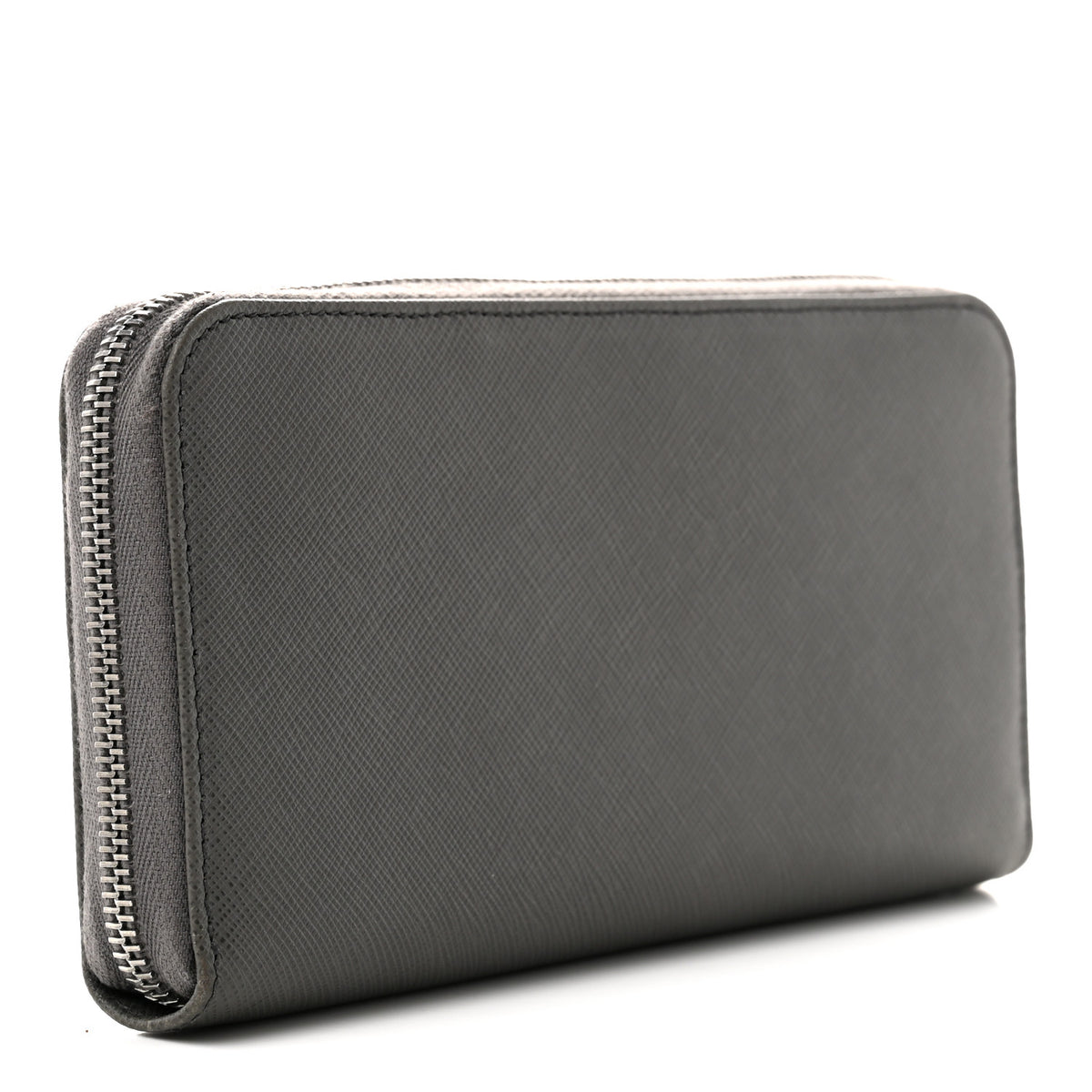 Prada Saffiano Metal Zip Around Wallet Grey 3 of 7