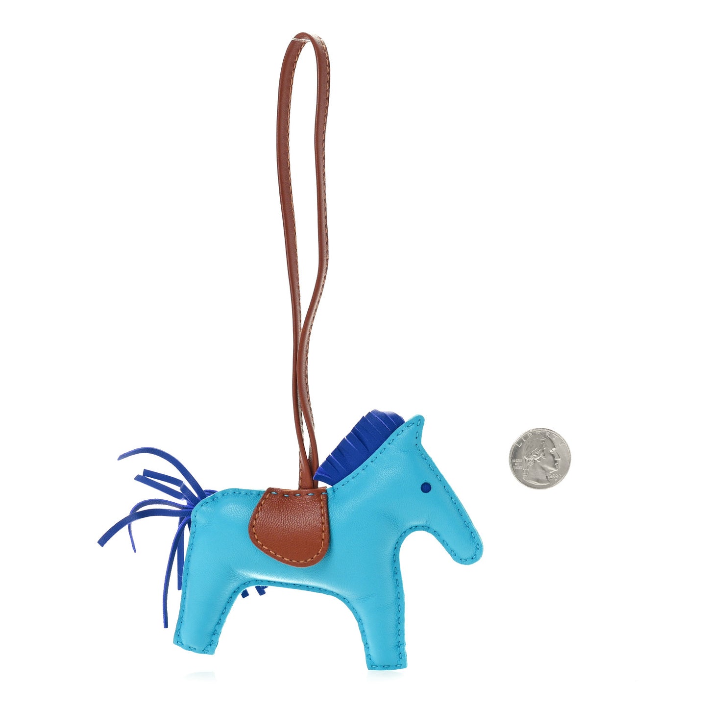 Milo Lambskin Grigri Rodeo Horse Bag Charm MM Bleu Azteque Bleu Electrique Fauve