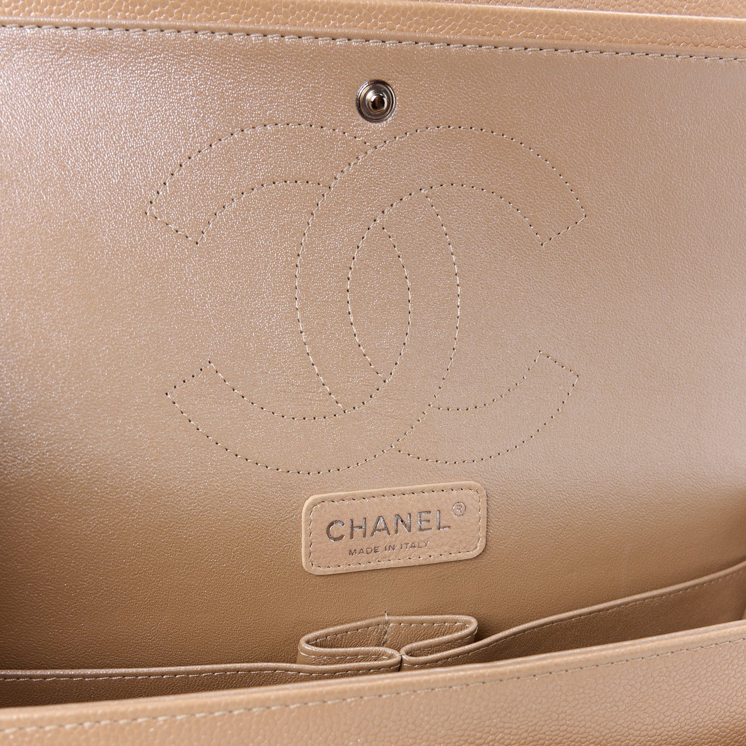Chanel Pearly Caviar Quilted Jumbo Double Flap Beige 6 of 13