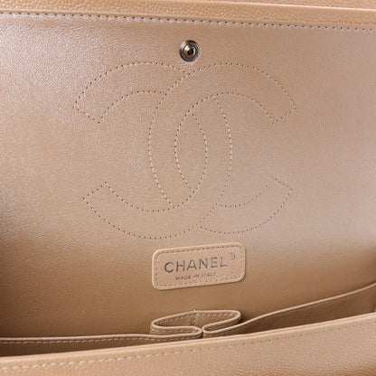 Chanel Pearly Caviar Quilted Jumbo Double Flap Beige 6 of 13