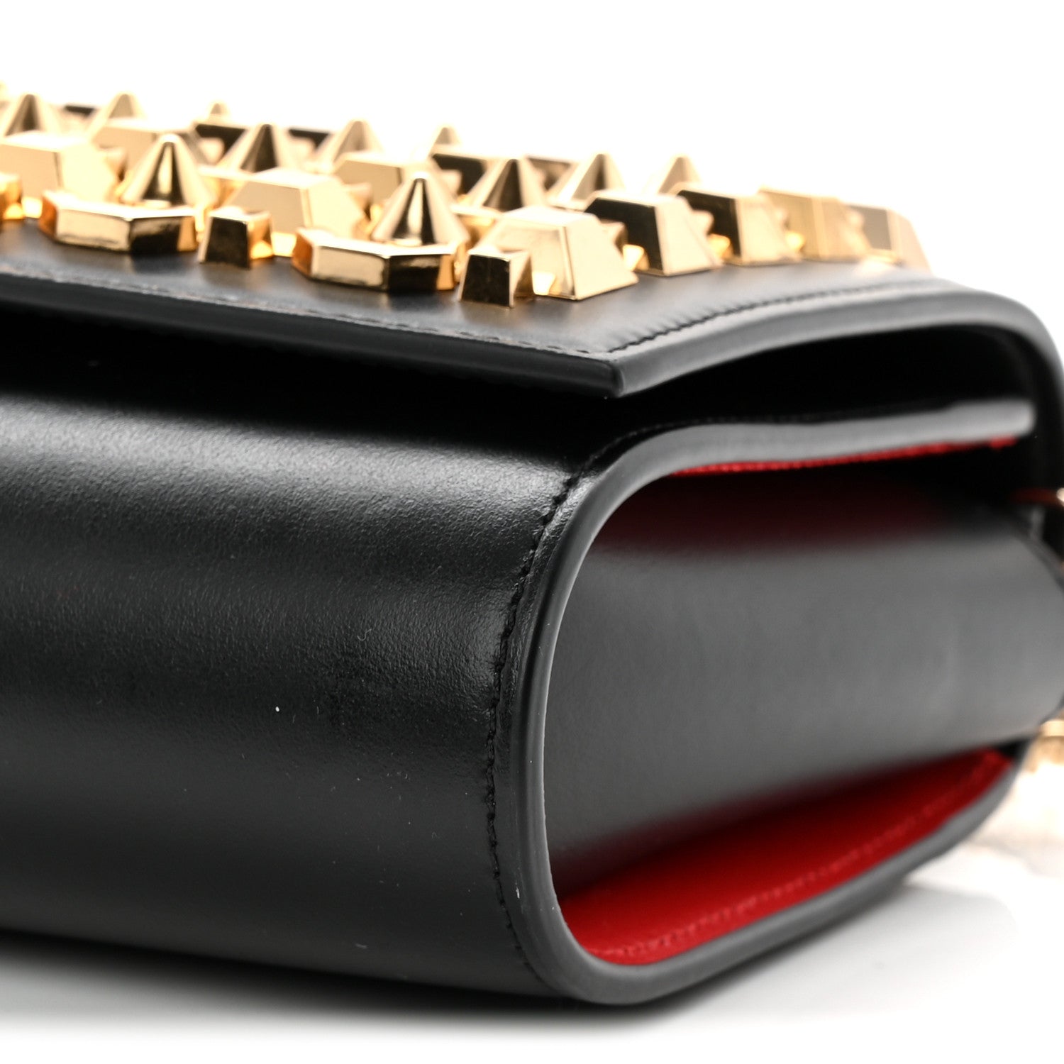 Christian Louboutin Calfskin Spikes Empire Paloma Clutch Black 10 of 12