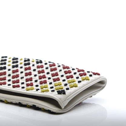 Bottega Veneta Nappa Intrecciato Embroidered Flap Clutch White Multicolor 9 of 10