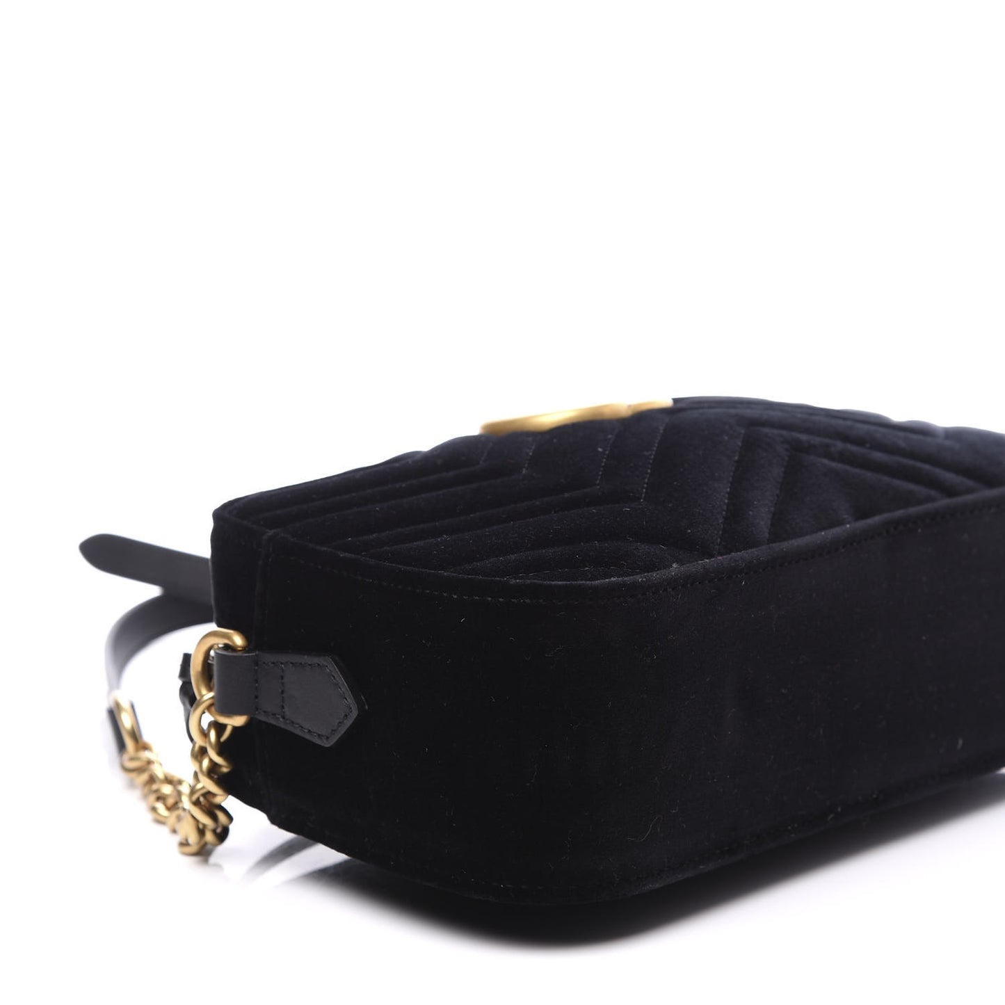 Velvet Matelasse Small GG Marmont Chain Shoulder Bag Black