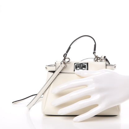 Fendi Shiny Nappa Micro Peekaboo Iconic Satchel White 3 of 12