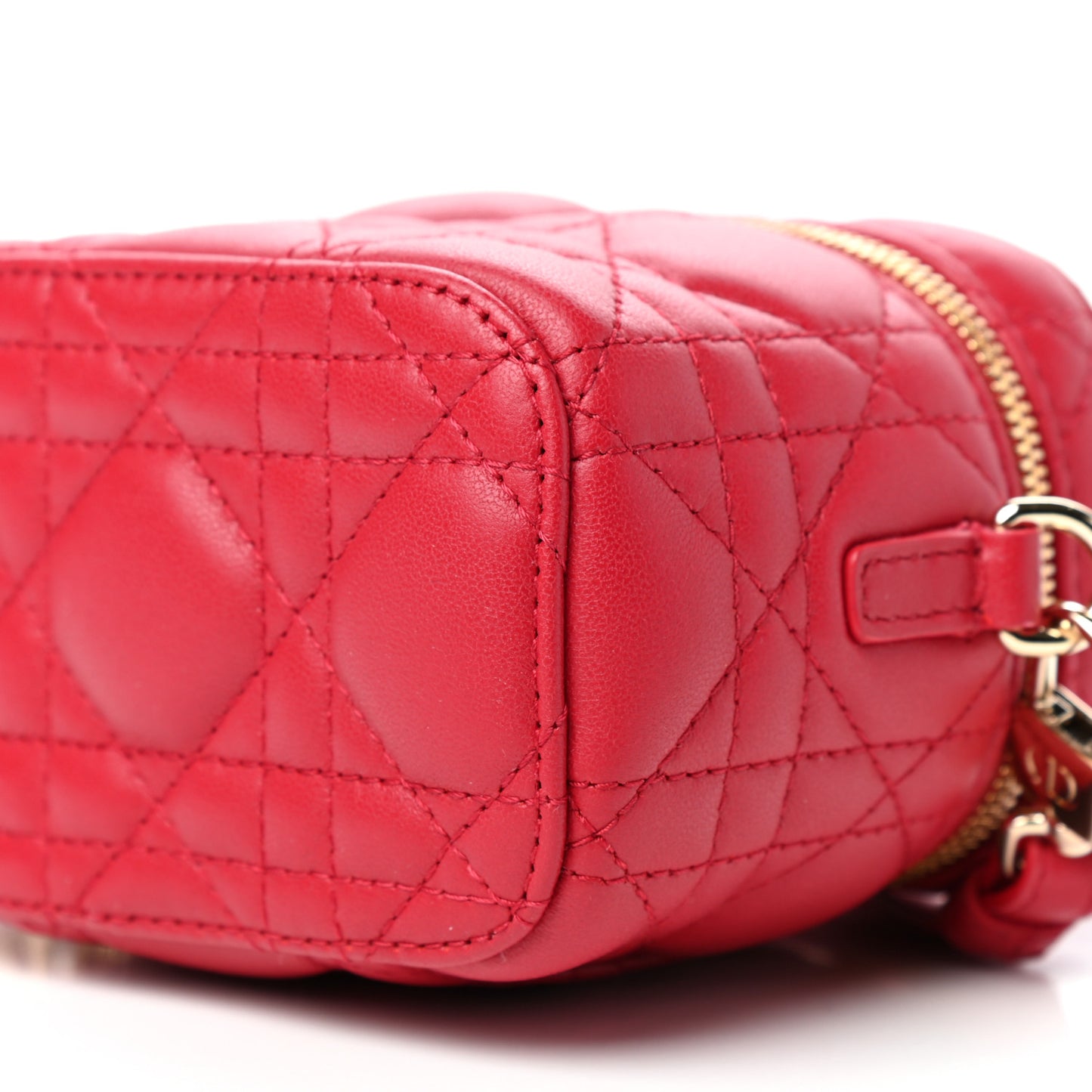 Lambskin Cannage Micro Vanity Case Poppy Red