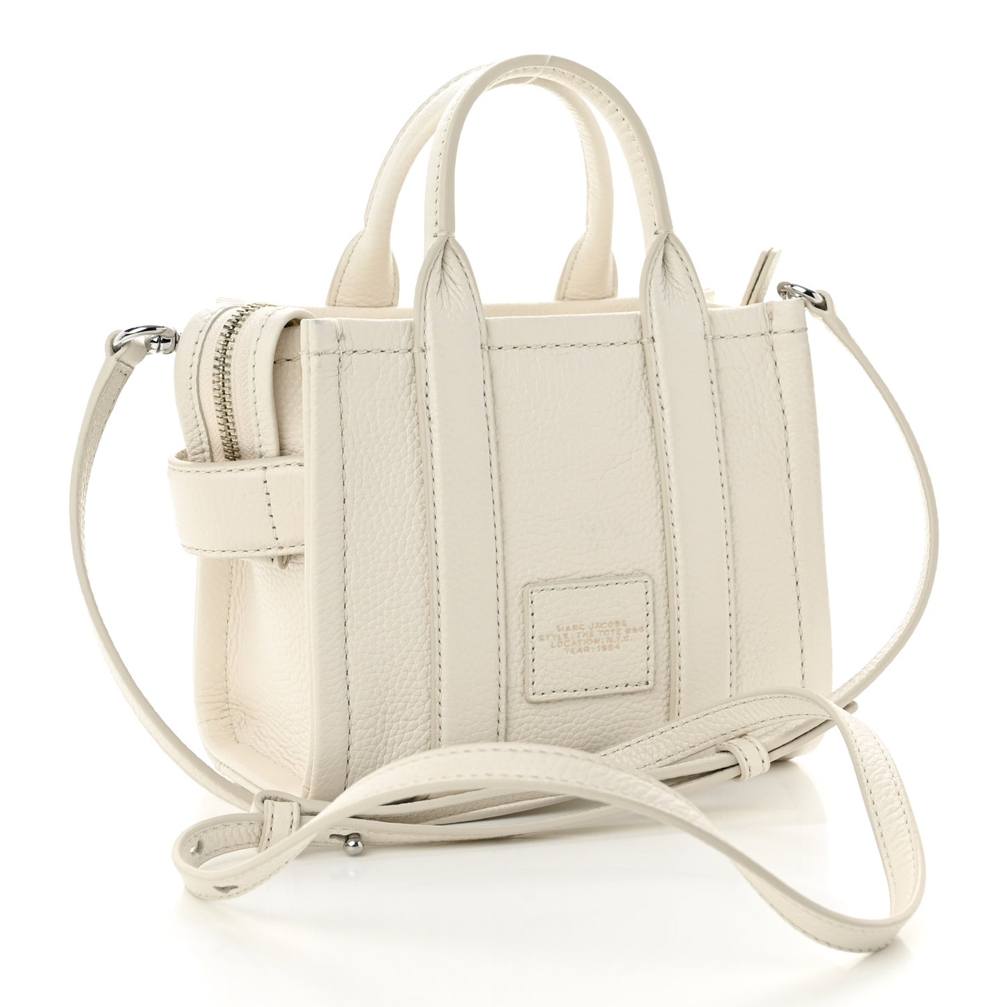 Grained Calfskin Micro The Tote Bag Cotton Silver