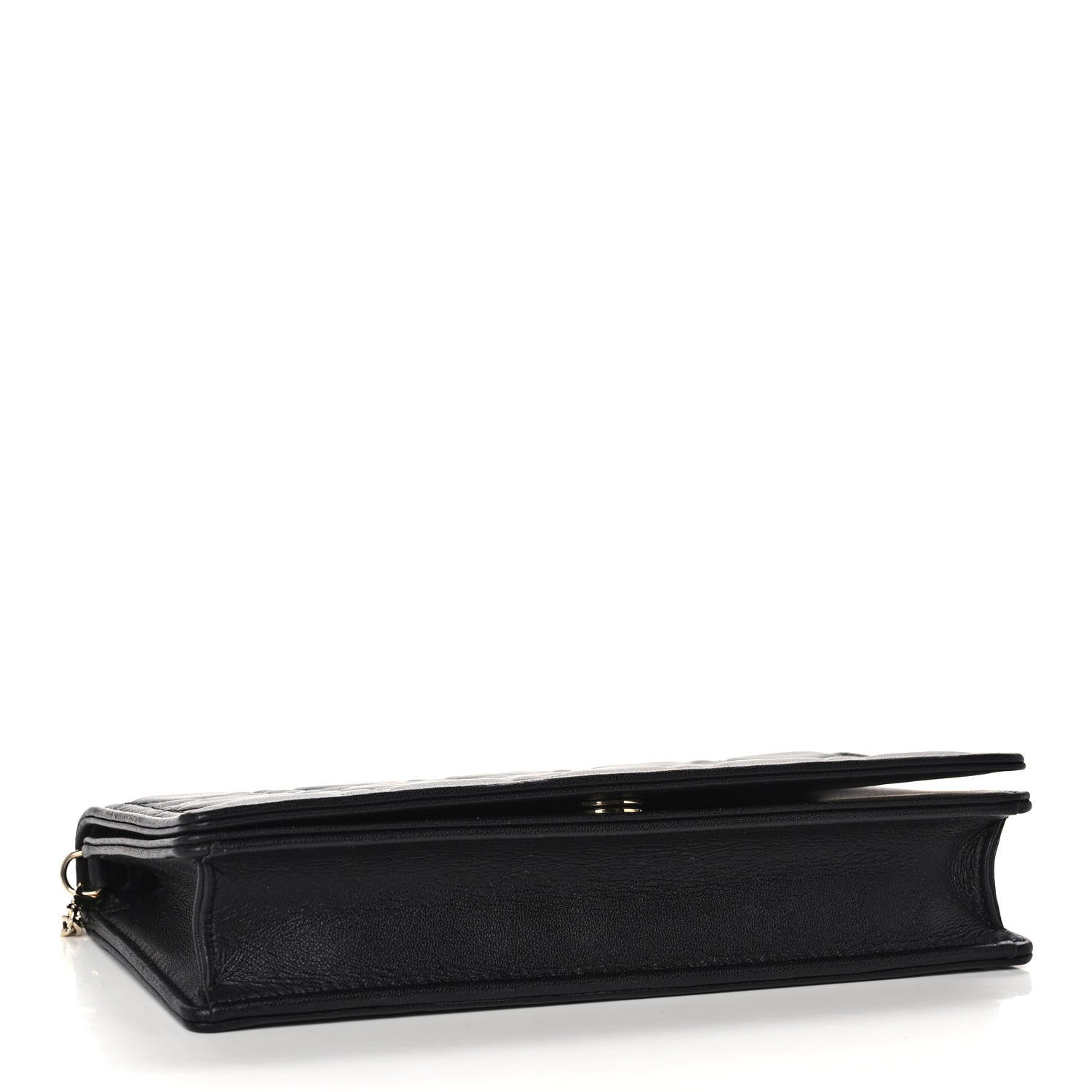 Christian Dior Lambskin Cannage Lady Dior Chain Wallet Black 4 of 10