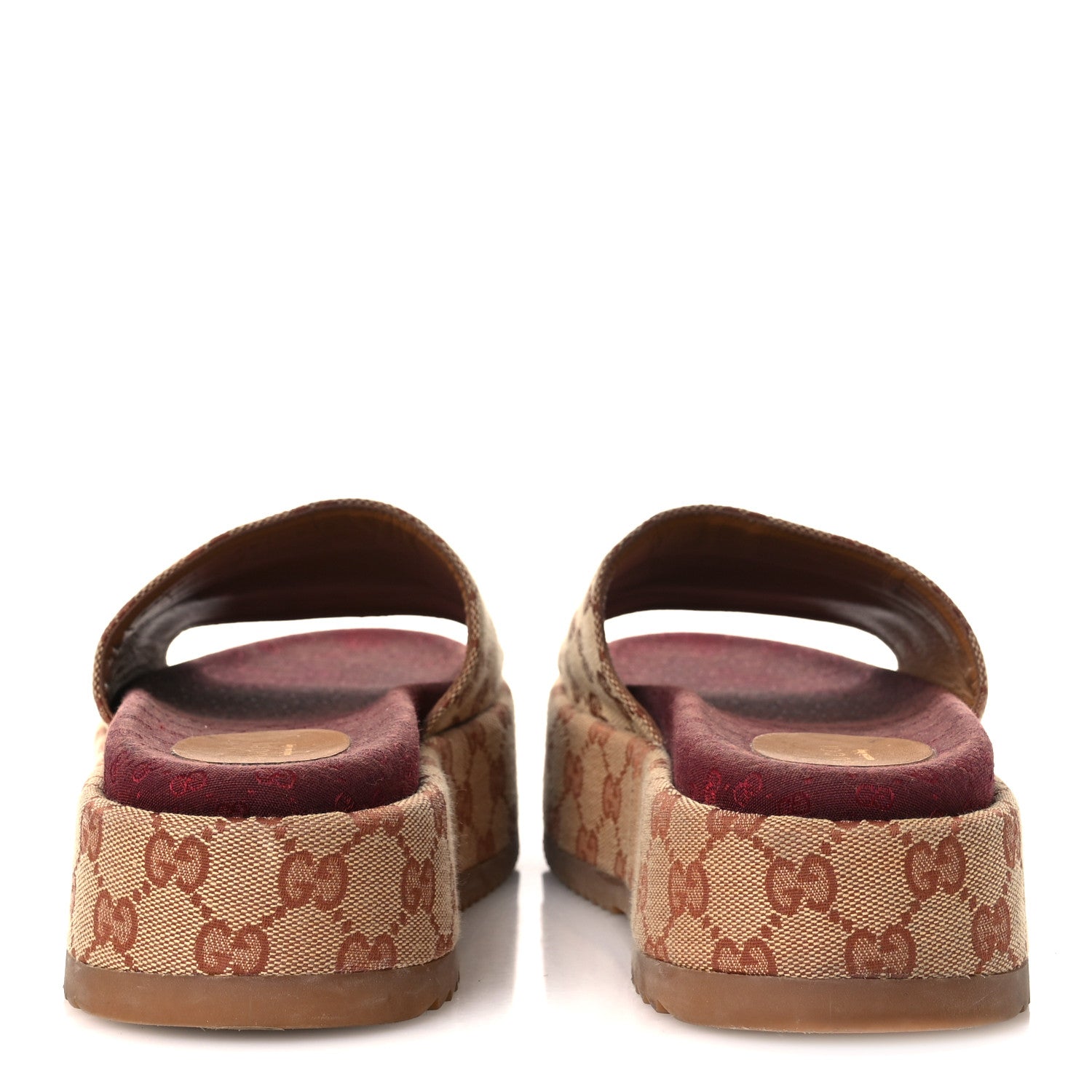 Gucci Canvas GG Monogram Angelina Platform Slide Sandals 38 Beige Ruggine 6 of 15