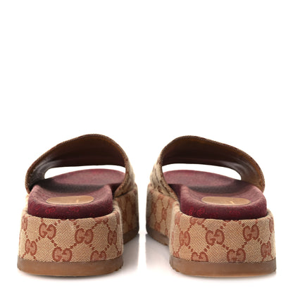 Gucci Canvas GG Monogram Angelina Platform Slide Sandals 38 Beige Ruggine 6 of 15