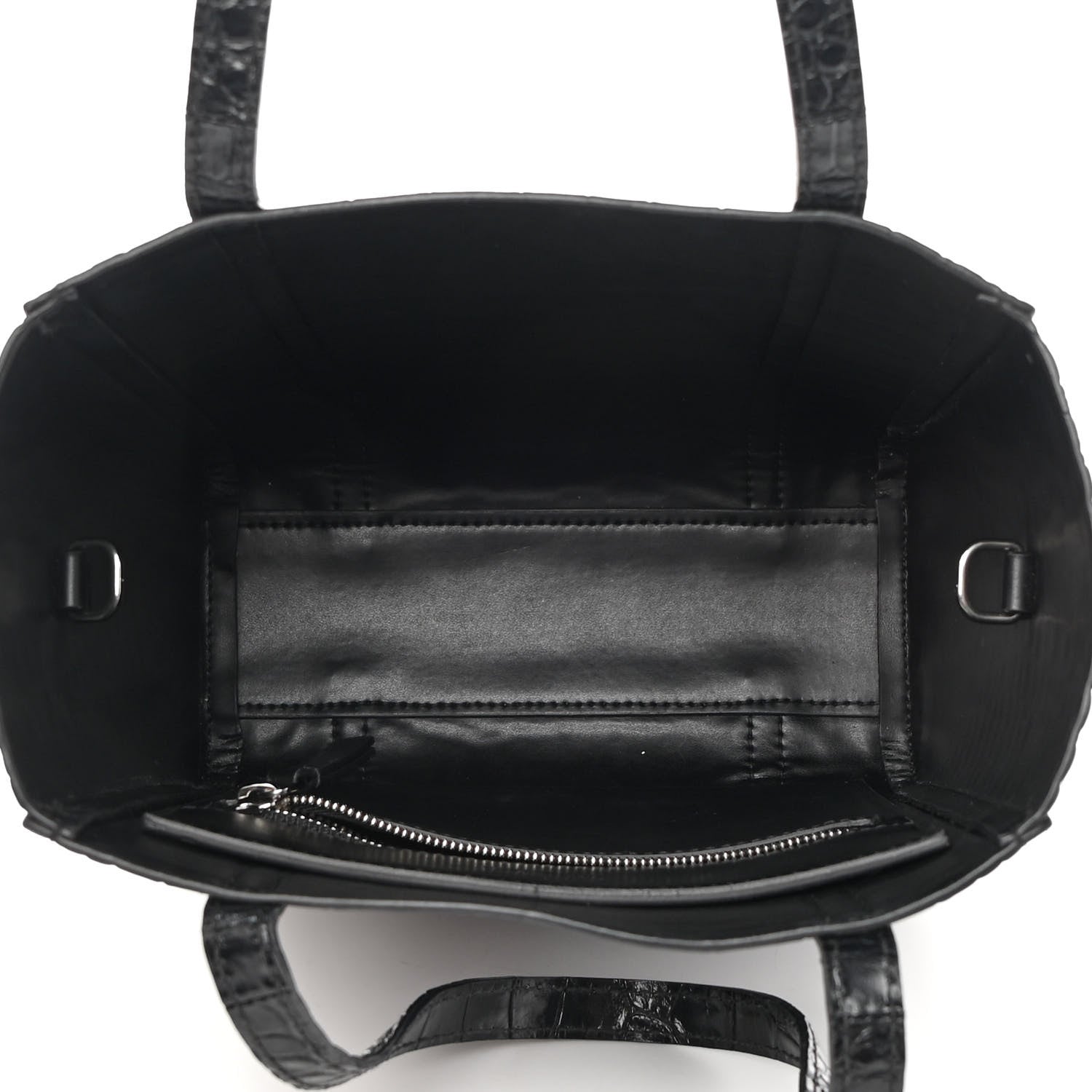 Balenciaga Shiny Calfskin Logo Crocodile Embossed XXS Everyday Tote Black 5 of 10