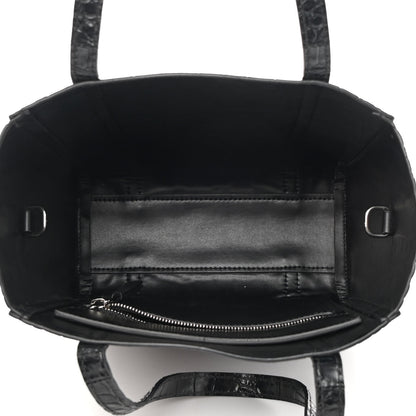 Balenciaga Shiny Calfskin Logo Crocodile Embossed XXS Everyday Tote Black 5 of 10