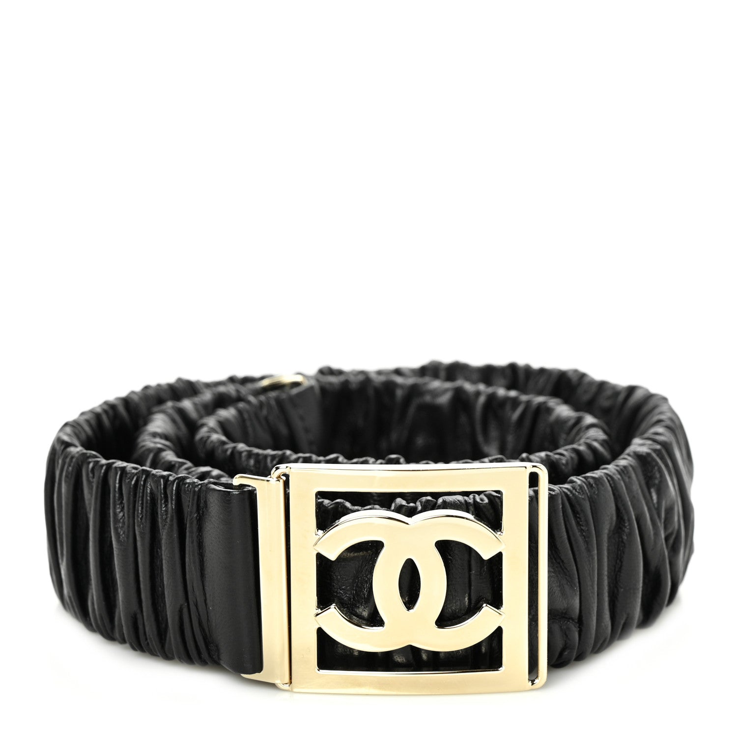 Chanel Lambskin Ruched CC Belt 90 36 Black 1 of 3