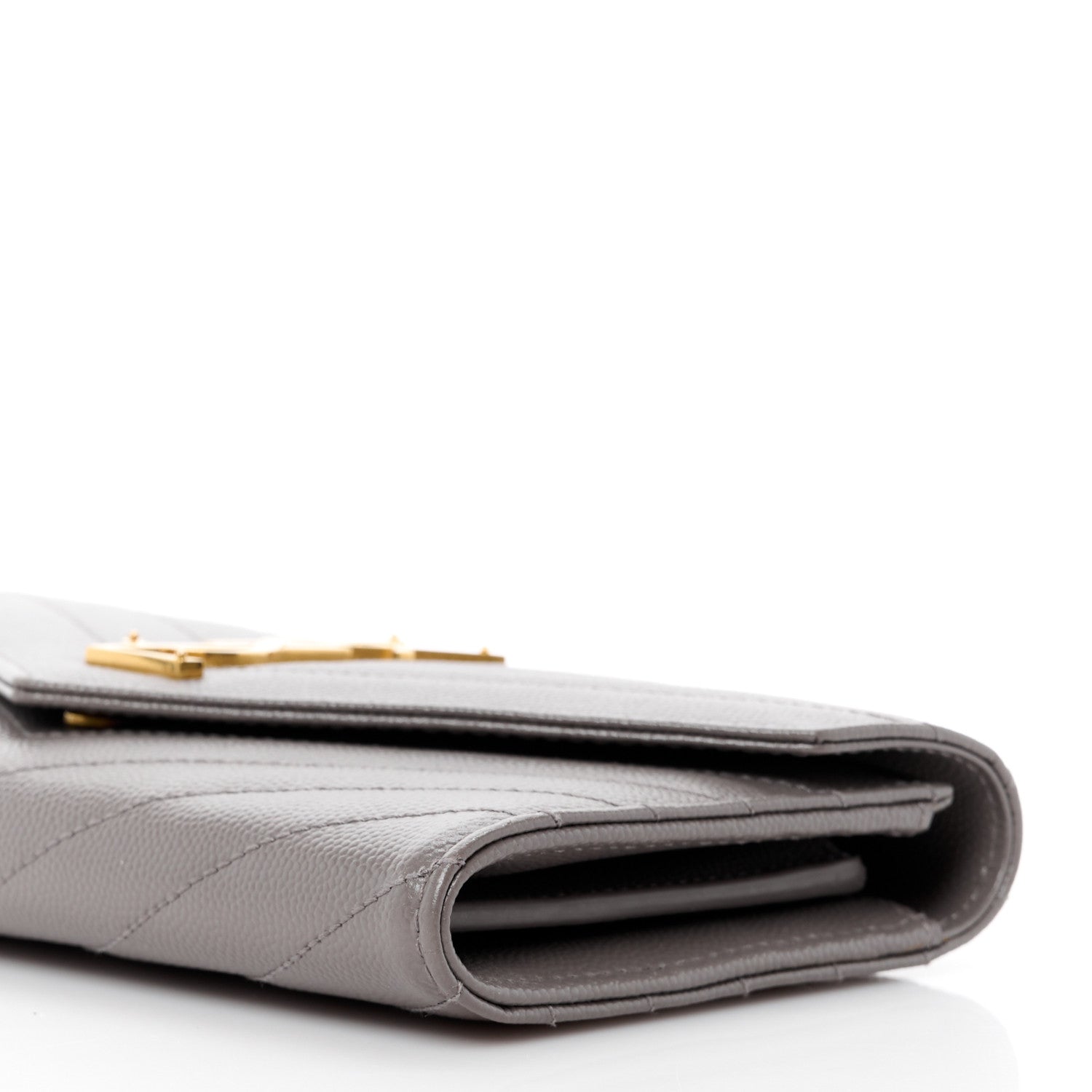 Saint Laurent Grain De Poudre Matelasse Chevron Monogram Flap Wallet Storm 10 of 15