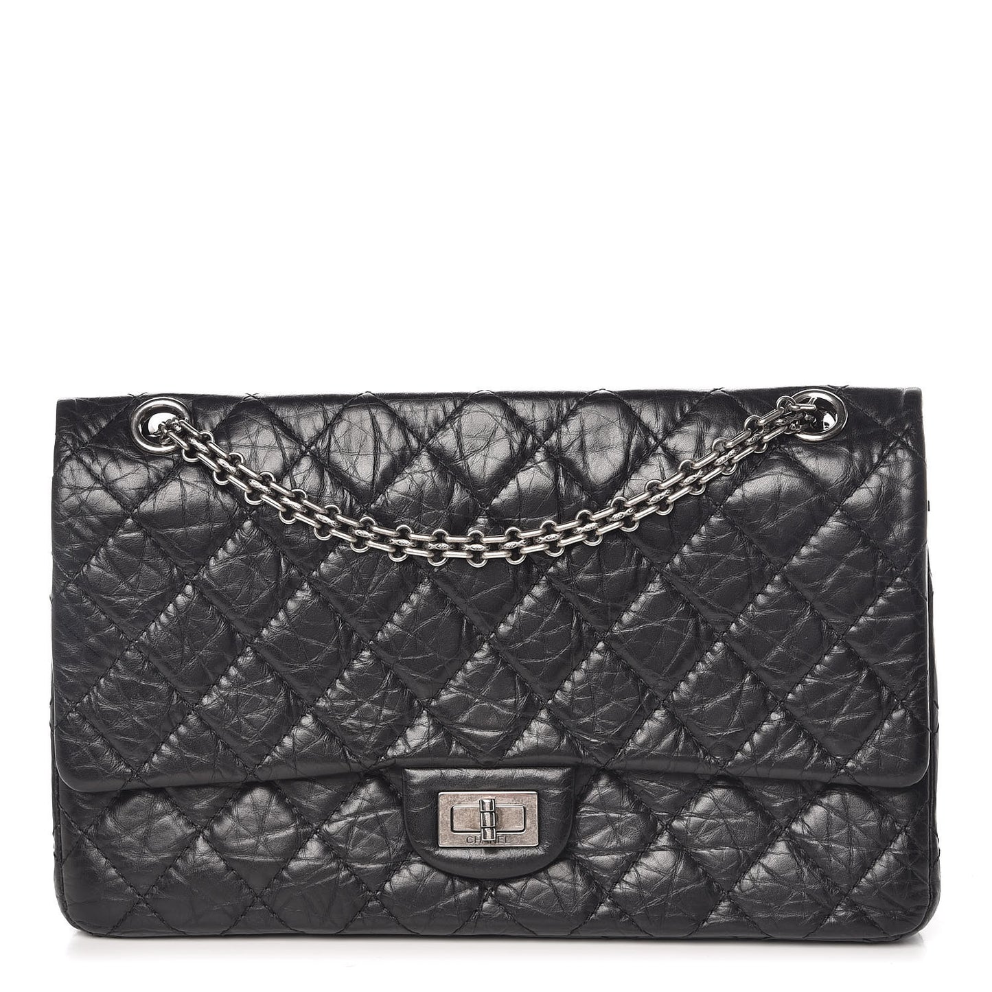 Aged Calfskin Quilted 2.55 Reissue 226 Flap Black