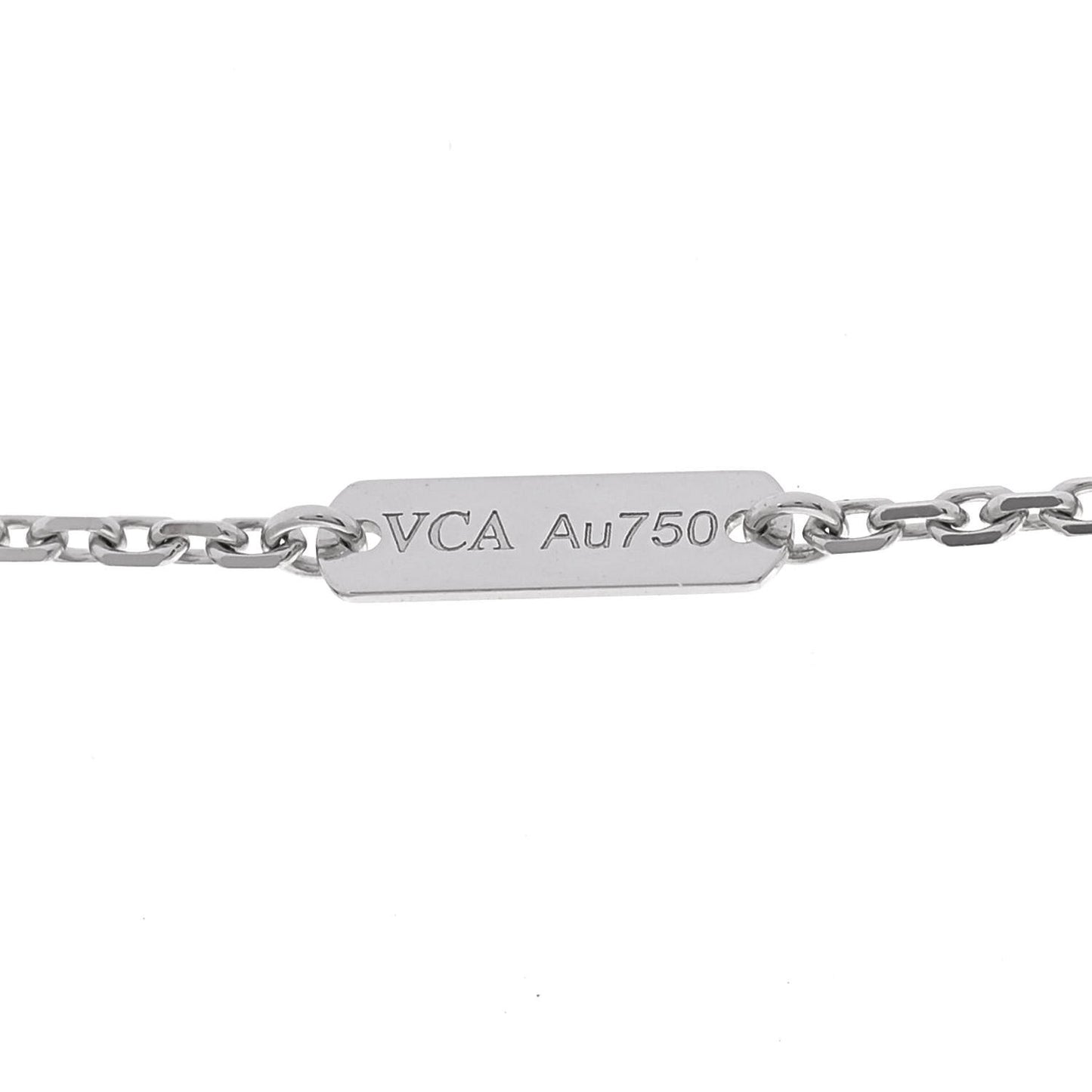 18K White Gold Diamond Guilloche Vintage Alhambra Pendant Necklace