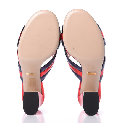 Gucci Metallic Nappa Crossover Mid Heel Slide Sandals 39.5 Blue Flame Red 7 of 9