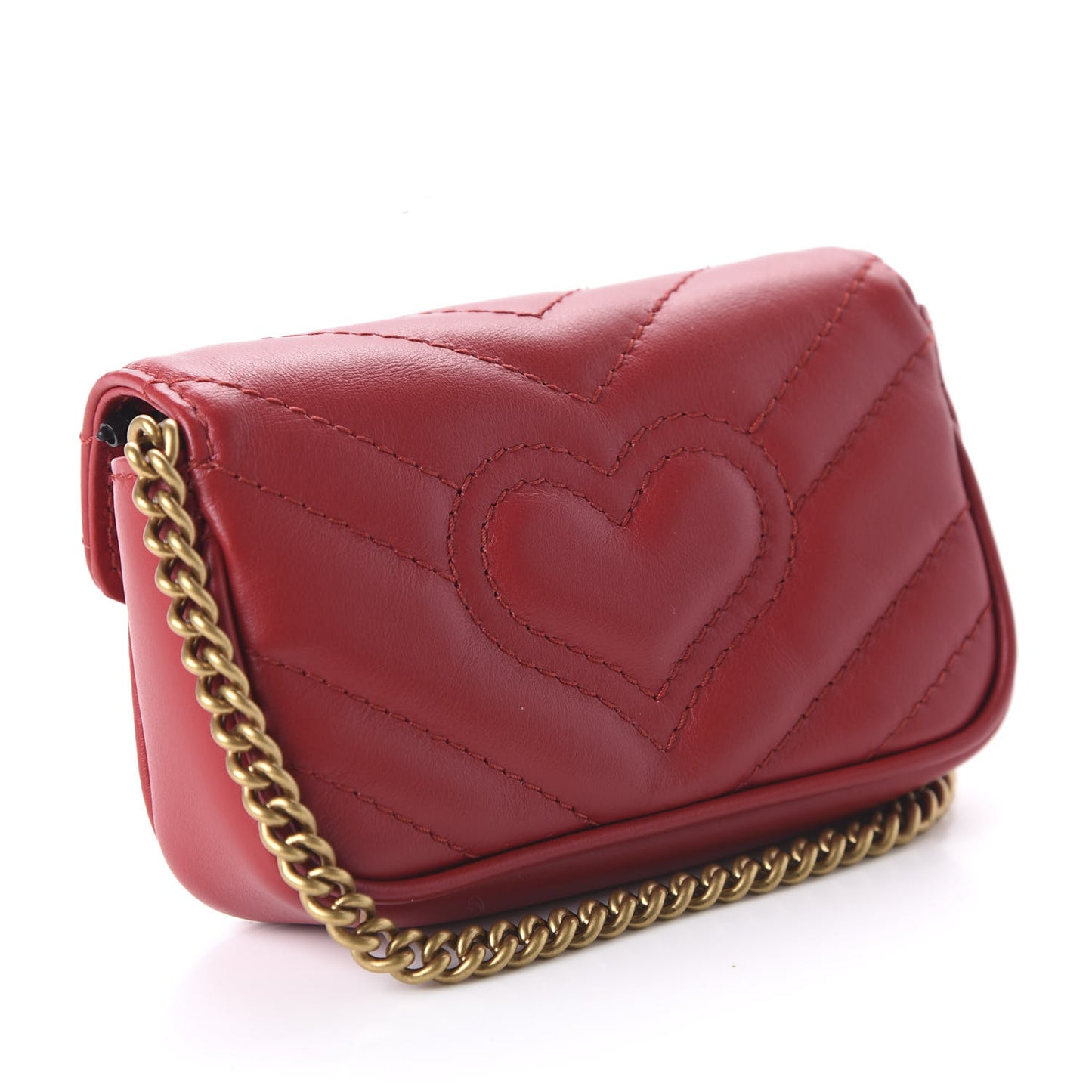 Calfskin Matelasse GG Marmont 2.0 Coin Purse On A Chain Hibiscus Red