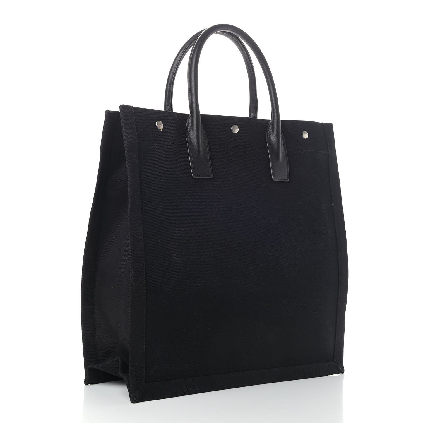 Linen Calfskin Rive Gauche North South Tote Black