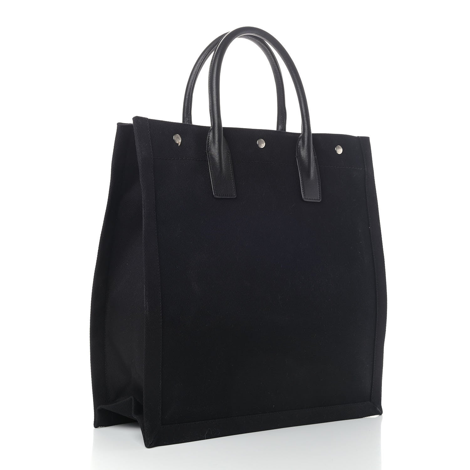 Saint Laurent Linen Calfskin Rive Gauche North South Tote Black 2 of 8