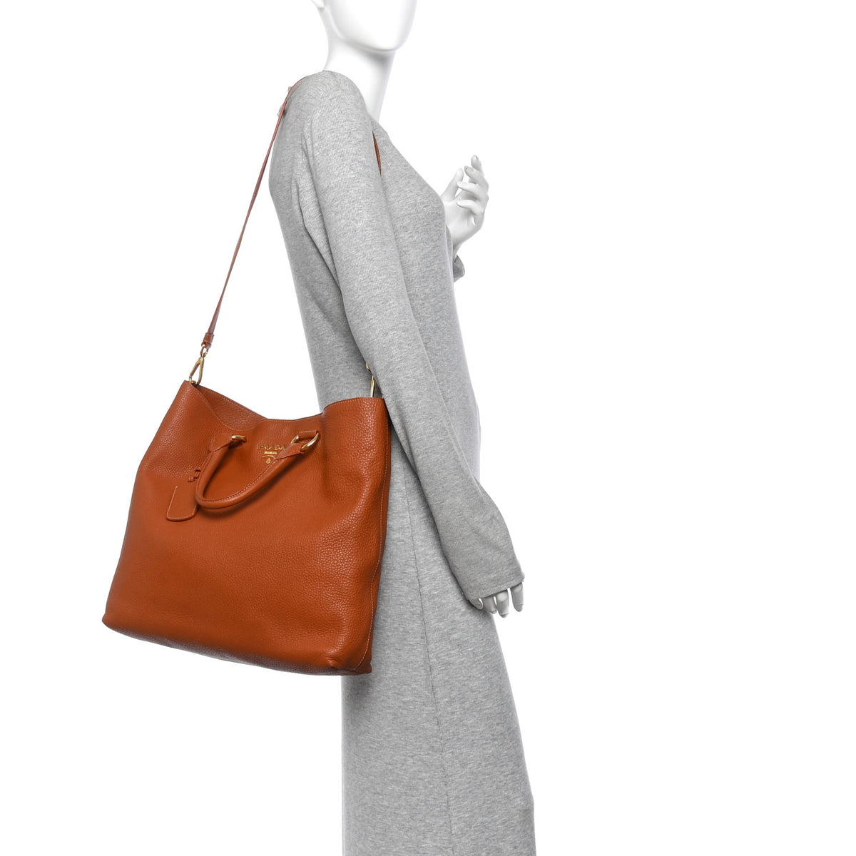 Prada Vitello Daino Shopping Tote Rame 2 of 11
