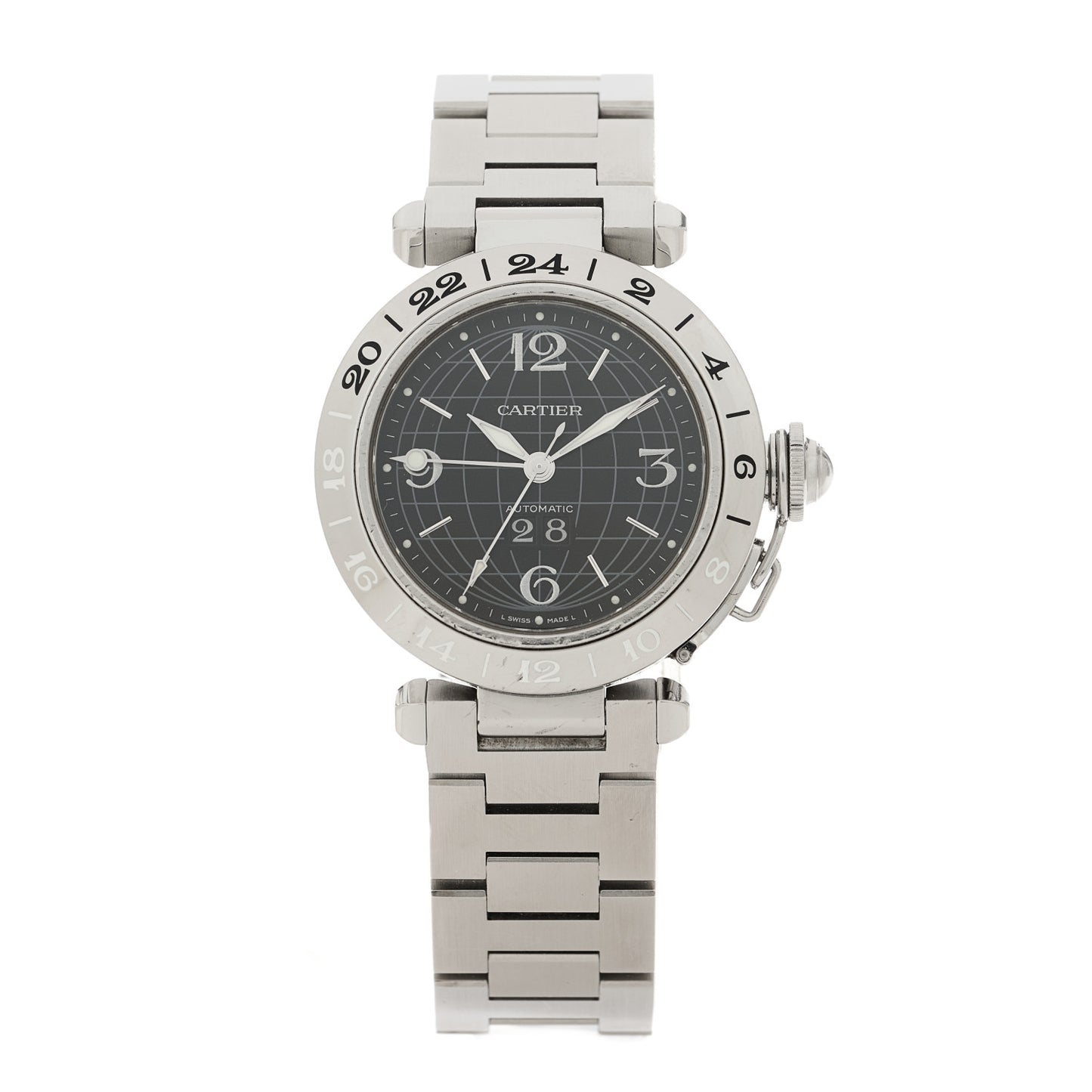 Stainless Steel 35mm Pasha C Big Date Automatic Watch Black