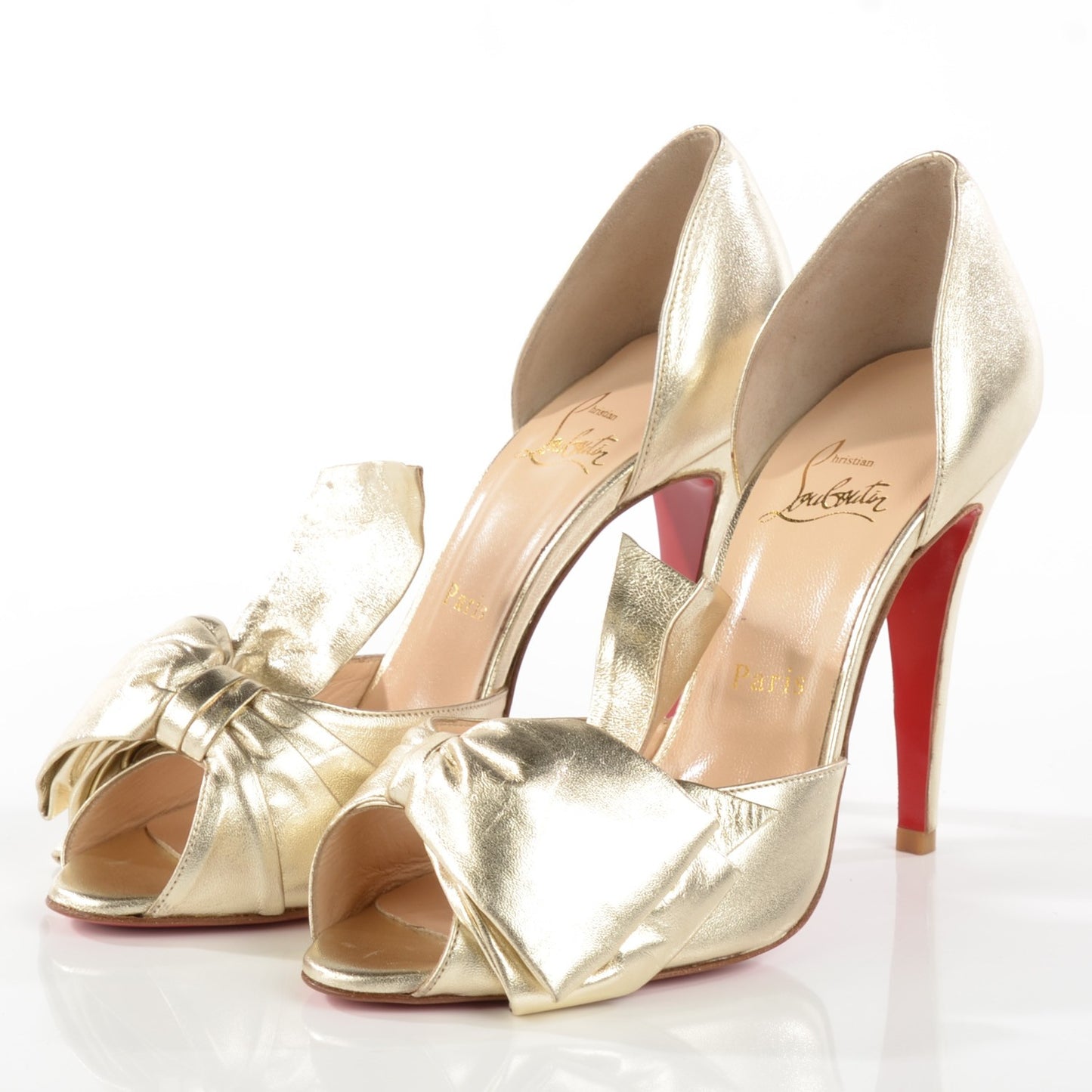 Metallic Leather Bow Pumps 39 Gold