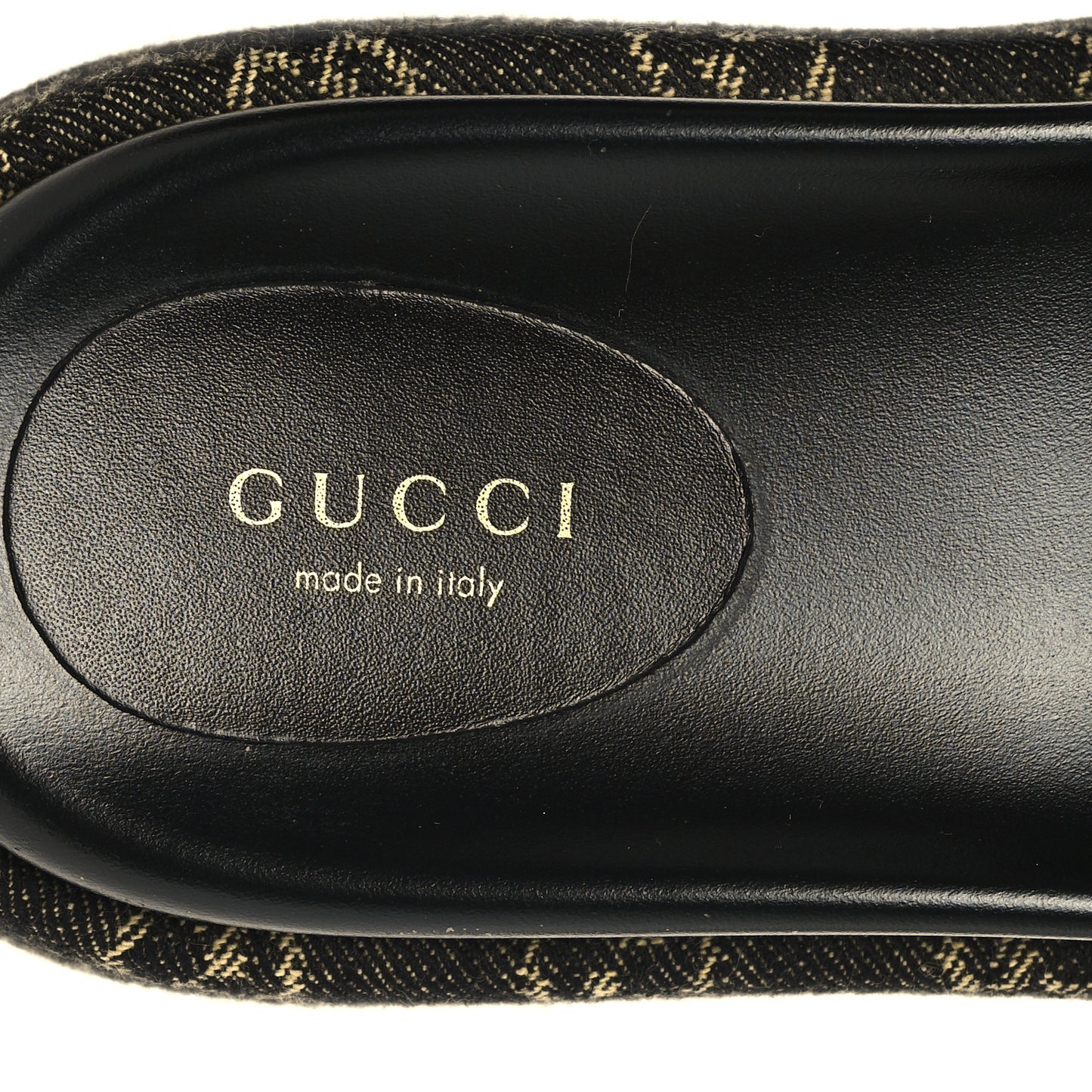 Jacquard Black Denim GG Monogram Angelina Platform 55mm Slide Sandals 40 Black Ivory