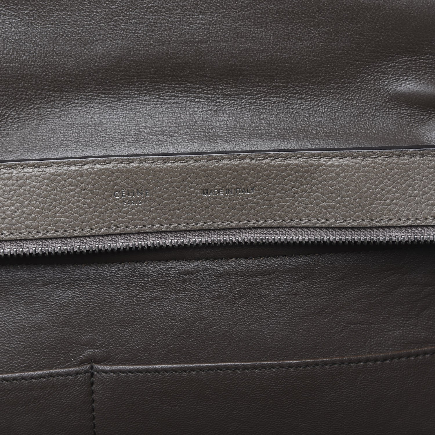 Celine Drummed Calfskin Suede Medium Trapeze Taupe 6 of 20