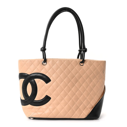 Chanel Calfskin Quilted Large Cambon Tote Beige Black 1 of 10