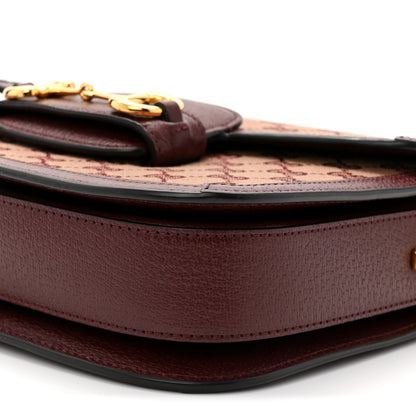 Gucci Monogram Textured Dollar Calfskin Horsebit 1955 Shoulder Bag Sahara Rubino Chardonnay 10 of 10