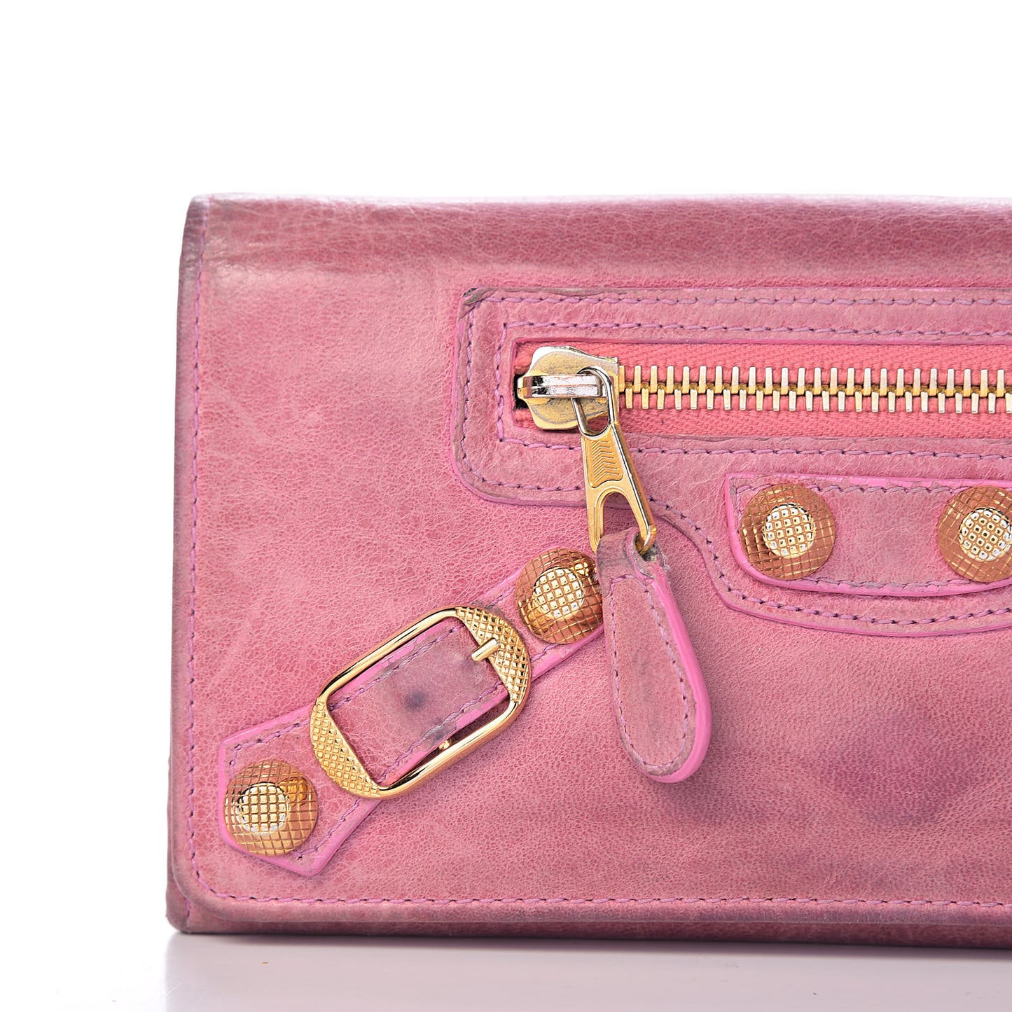Agneau Giant 12 Gold Hardware Money Wallet Pink