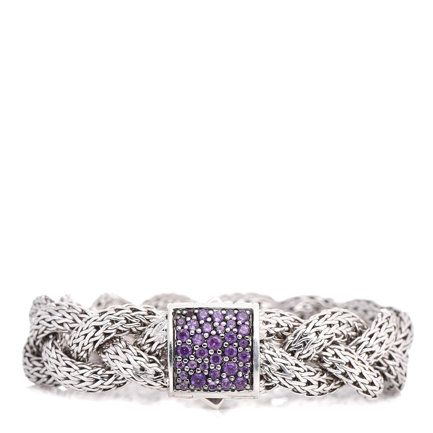 John Hardy Sterling Silver Pink Sapphire Braided Classic Chain Clasp Bracelet 1 of 3