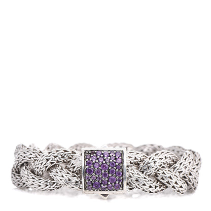 John Hardy Sterling Silver Pink Sapphire Braided Classic Chain Clasp Bracelet 1 of 3