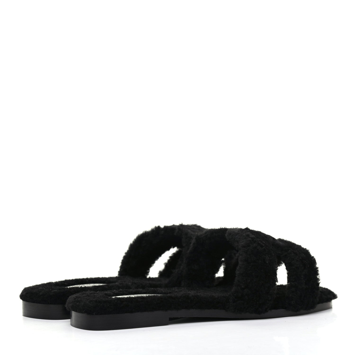 Hermes Woolskin Oran Sandals 37.5 Black 4 of 10