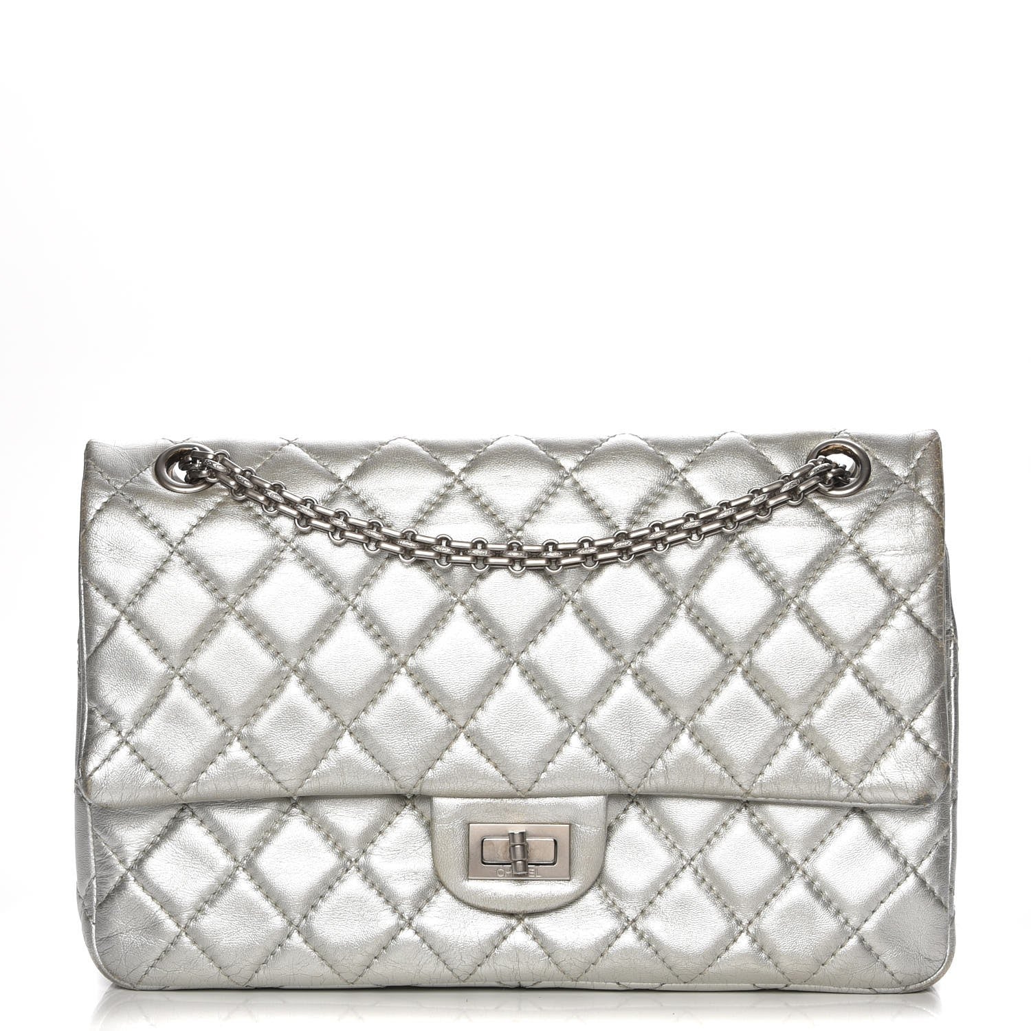 Chanel Metallic Aged Calfskin Quilted 2.55 Reissue 226 Flap Silver 1 of 11