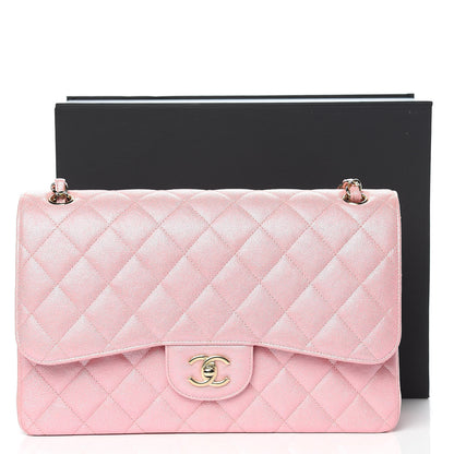 Chanel Iridescent Caviar Quilted Jumbo Double Flap Rose Pink 11 of 11