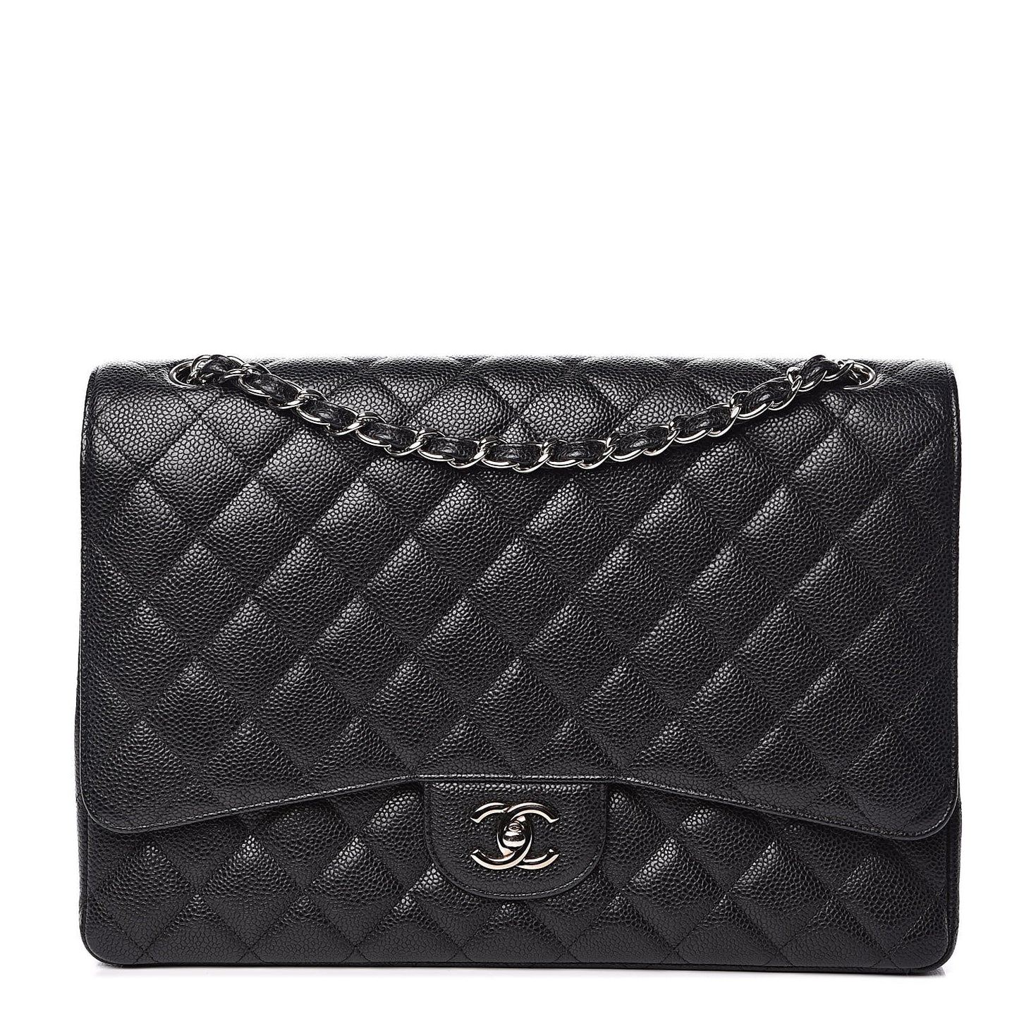 Caviar Quilted Maxi Double Flap Black