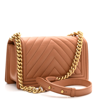 Chanel Caviar Chevron Quilted Medium Boy Flap Brown 3 of 10