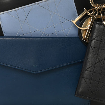 Christian Dior Calfskin Pockets Medium Lady Dior Blue 8 of 10
