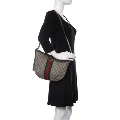 Gucci GG Supreme Monogram Web Small Ophidia Half Moon Hobo Brown 2 of 10