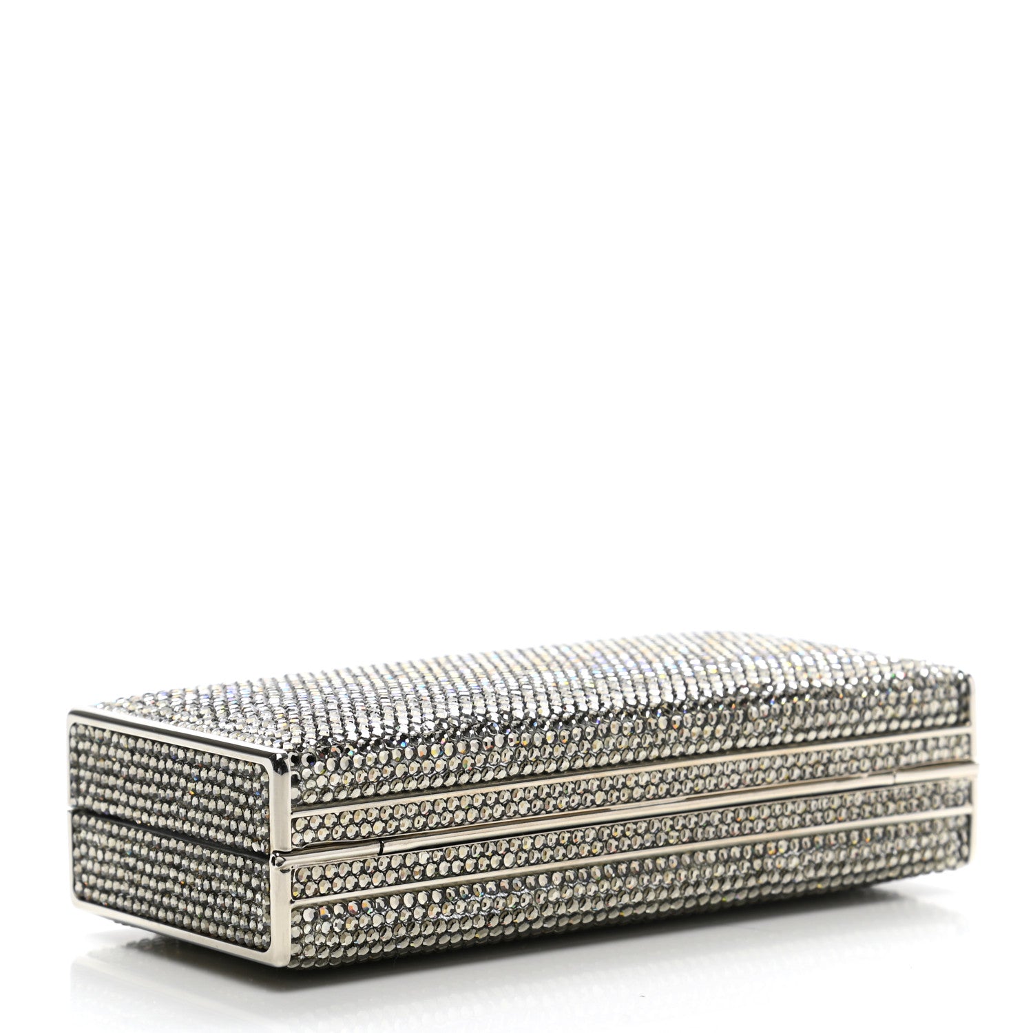 Judith Leiber Swarovski Crystal Minaudiere Clutch Silver 3 of 7