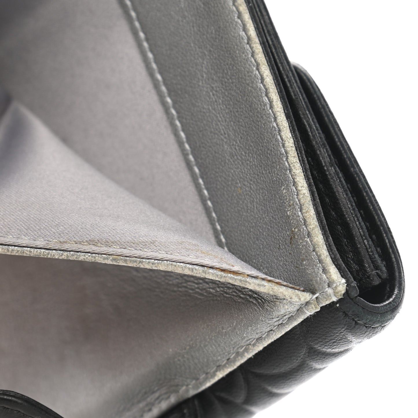 Lambskin Embossed Camellia French Wallet Black