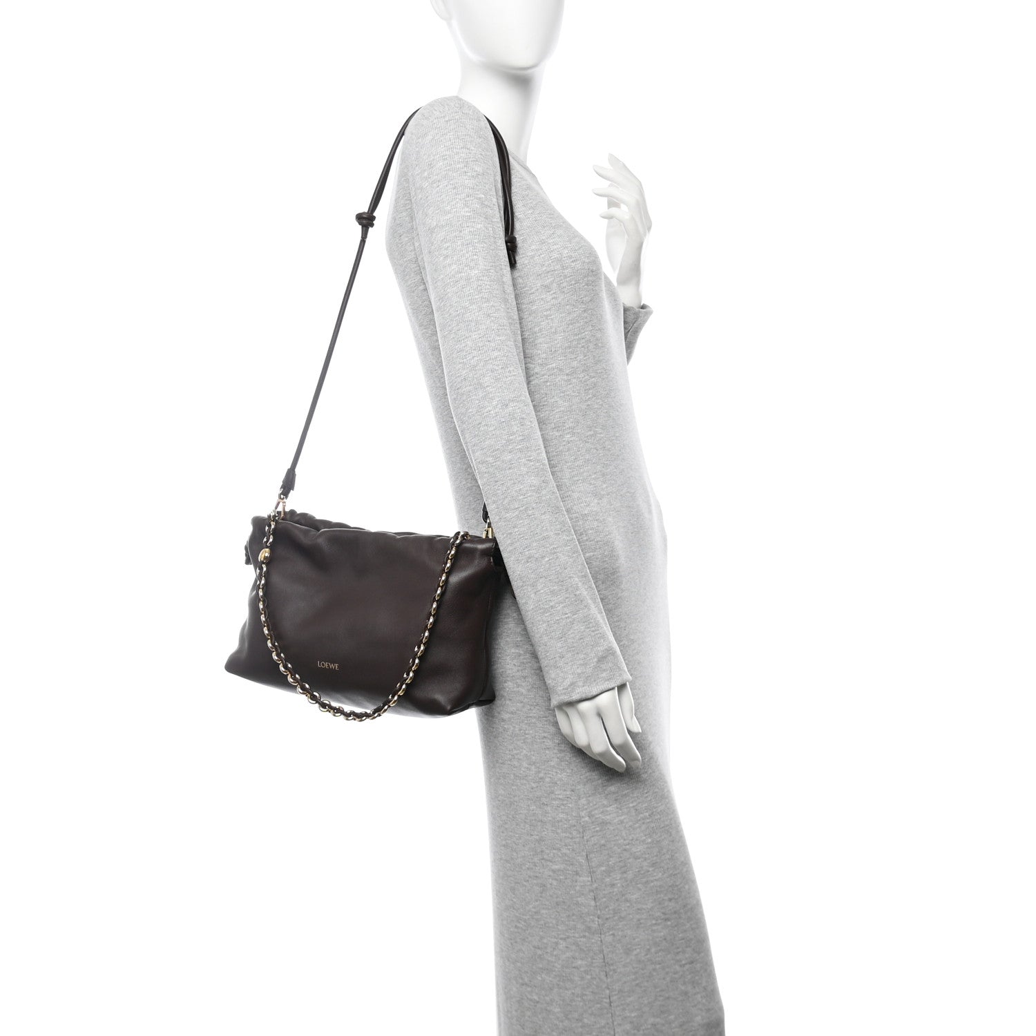 Loewe Mellow Nappa Medium Donut Chain Flamenco Knot Clutch Dark Burgundy 2 of 11