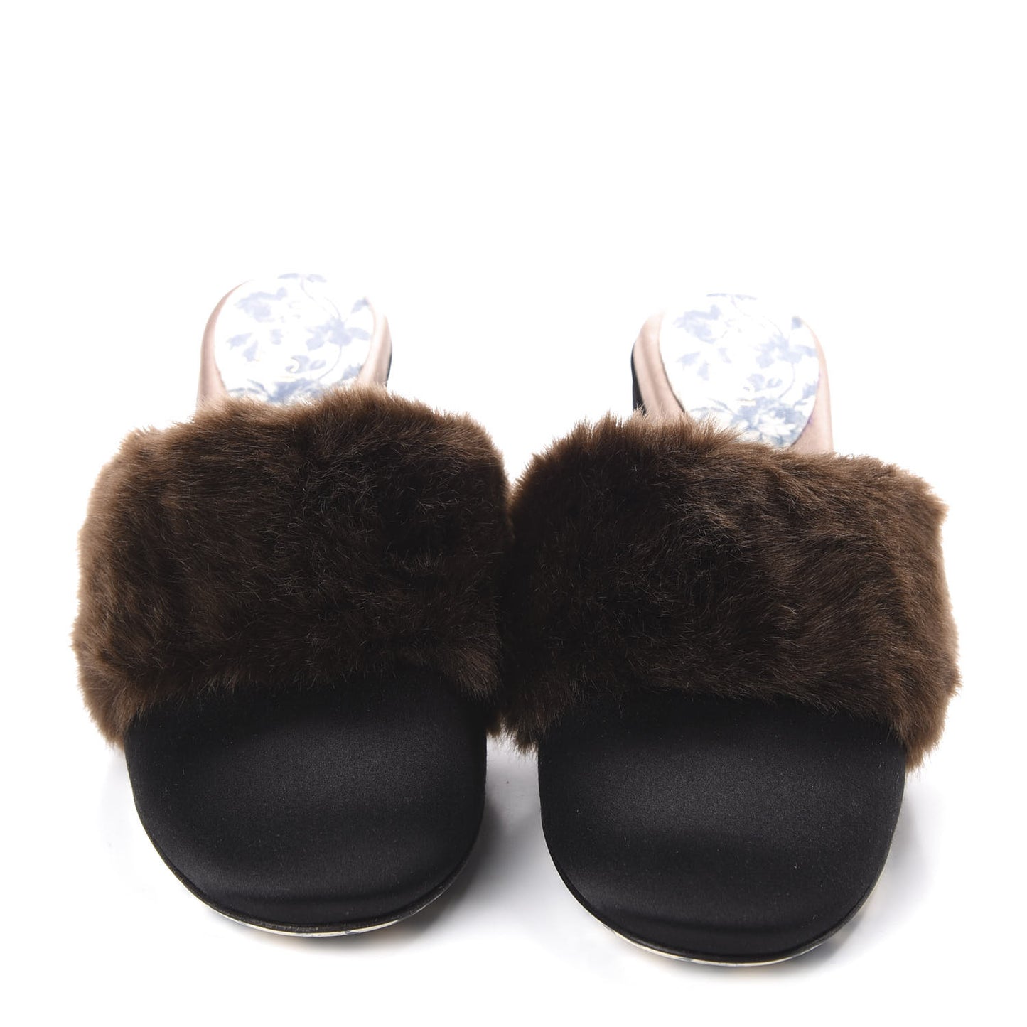 Mink Silk Satin Crystal Candy Mules 36 Scan Brown Black