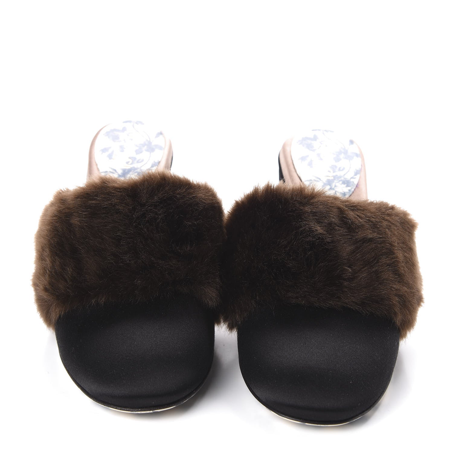 Gucci Mink Silk Satin Crystal Candy Mules 36 Scan Brown Black 2 of 8